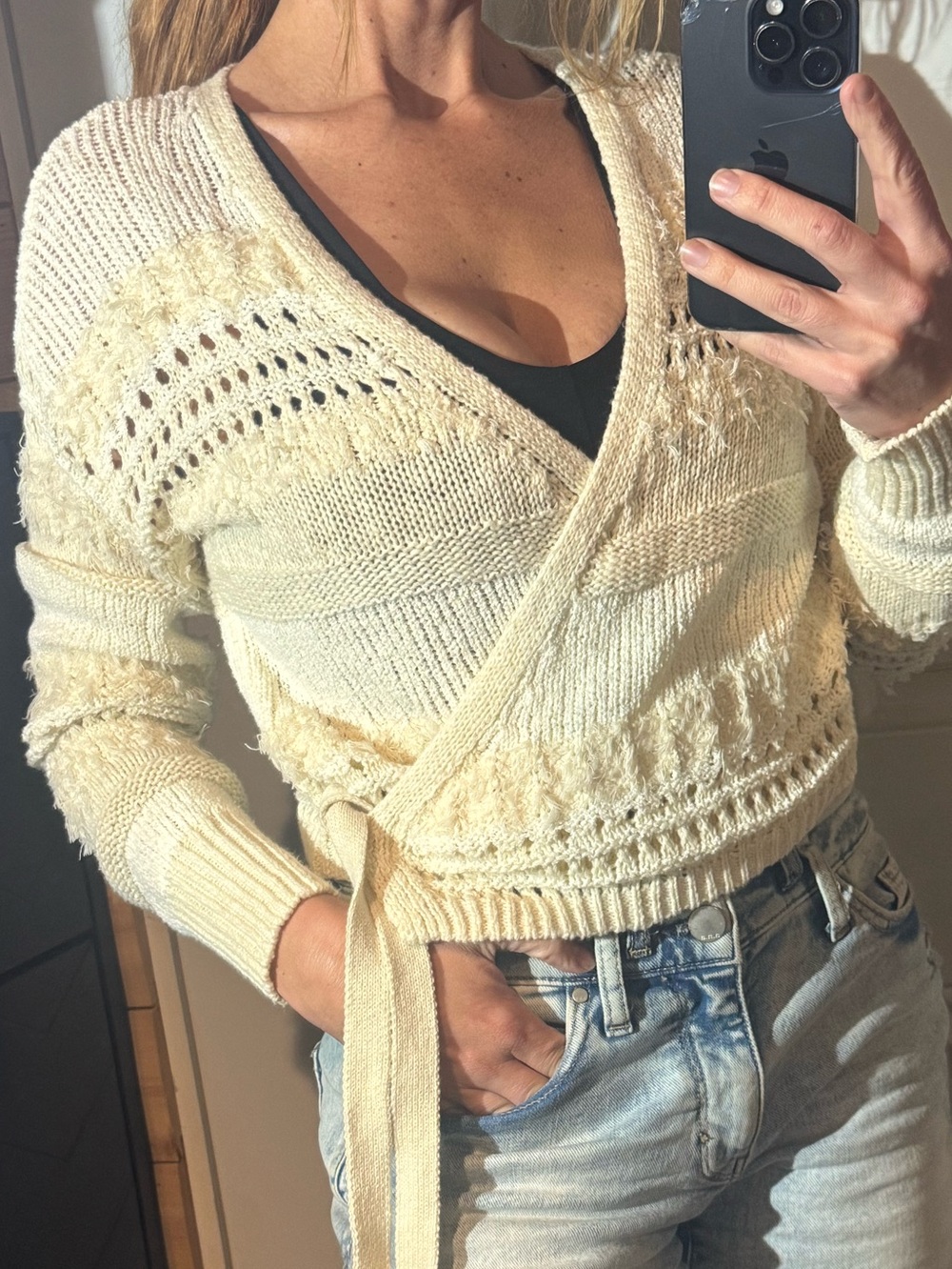 Women’s Cream Open-Knit Sweater Cardigan A.N.A XS/S 4-6